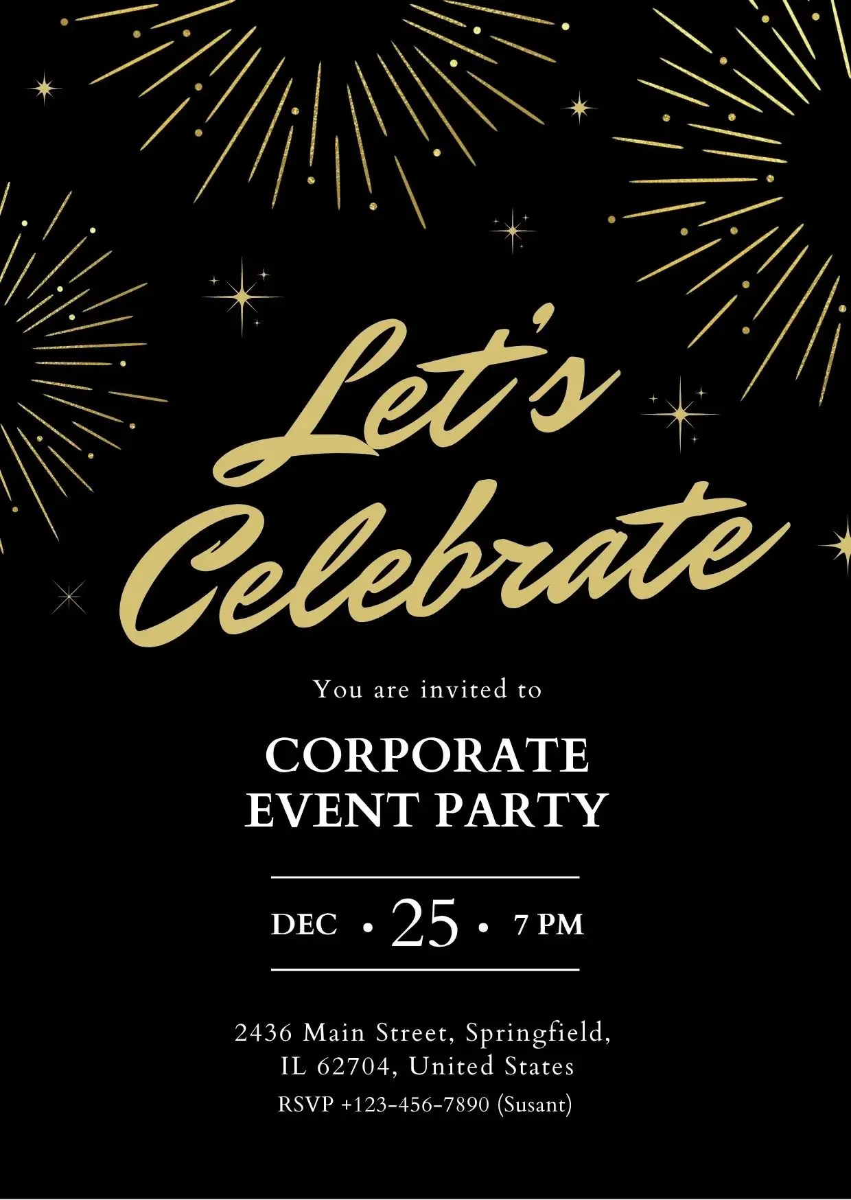 Black and Gold Corporate Party Invitation Card